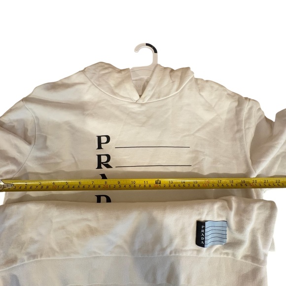 Prada White Cream Hoodie Size S Cozy Style Clean Aesthetic Loungwear Streetwear - Picture 8 of 16